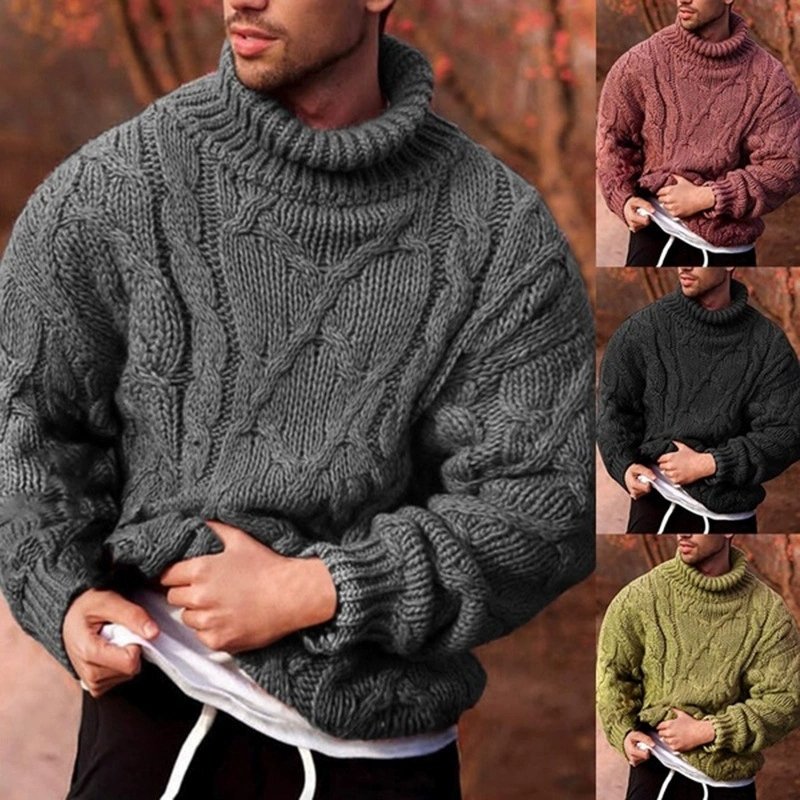 Mens Fashion Mullet - 秋冬 欧米風 ファッション カジュアル ツイストフラワー ハイネック