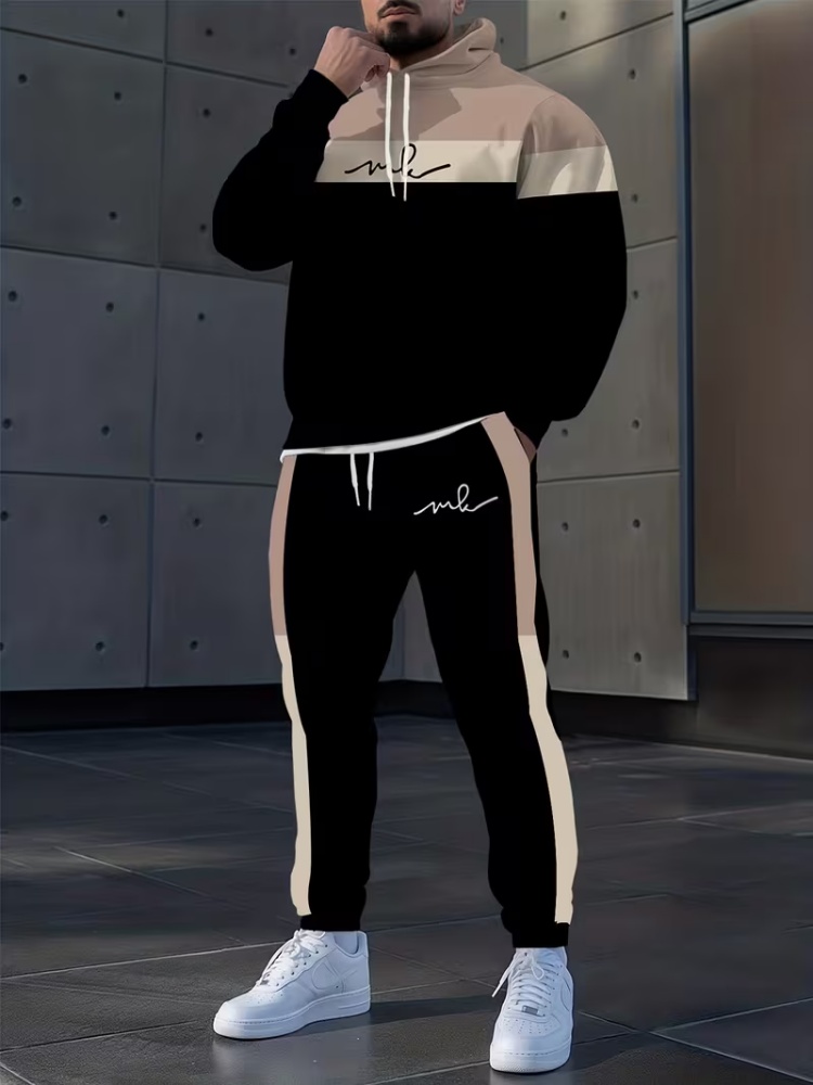 Men'S Fashion Loose Pants - メンズ ルーズ 2ピース スポーツスーツ ファッション ブラック