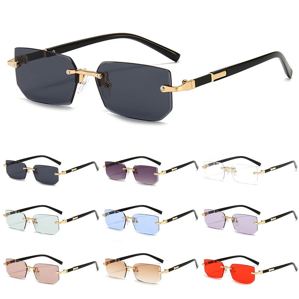 Men'S Fashion Rimless Glasses - ファッションUV400保護リムレス長方形サングラス Y2Kシェード フレームレスサングラス 女性＆男性用