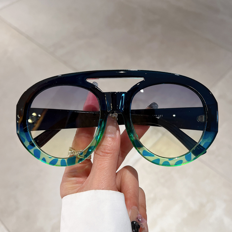 Men'S Fashion Glasses - オーバーサイズラウンドゴーグル メンズファッション ダブルブリッジ グラデーション キャンディーカラー レディースサングラス
