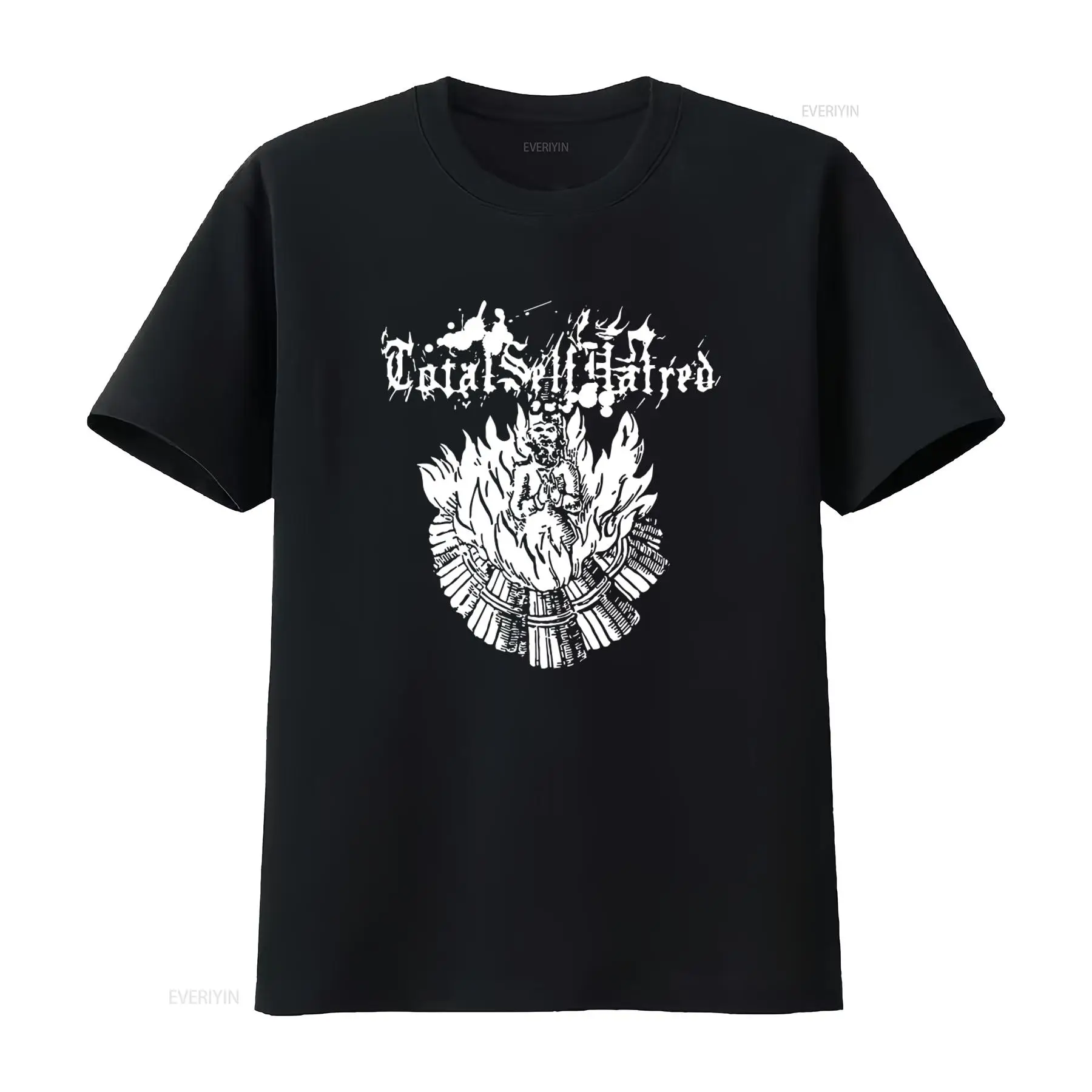 Men'S Fashion Everyday - TOTALSELFHATRED Tシャツ ダークアートデザイン メタルファンに最適 ヴィンテージウォッシュ加工 ファッションストレッチトップ