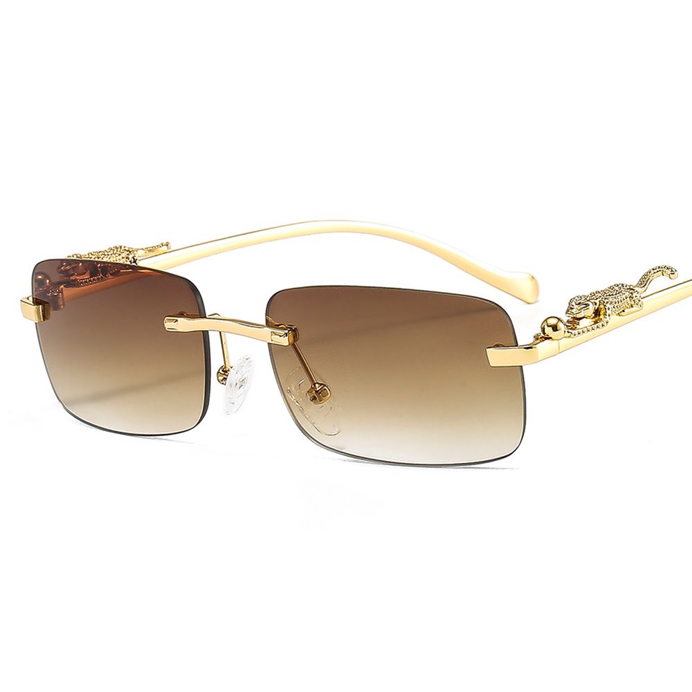 Men'S Fashion Rimless Glasses - エッジのないレトロな長方形のサングラス,女性と男性のための夏の屋外サングラス