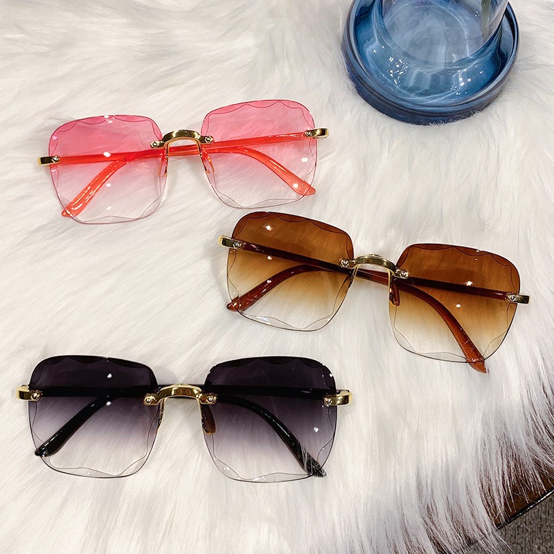 Men'S Fashion Rimless Glasses - スクエア型リムレスサングラス レディース ラグジュアリーブランド デザイナー サマーグラス ファッションサングラス