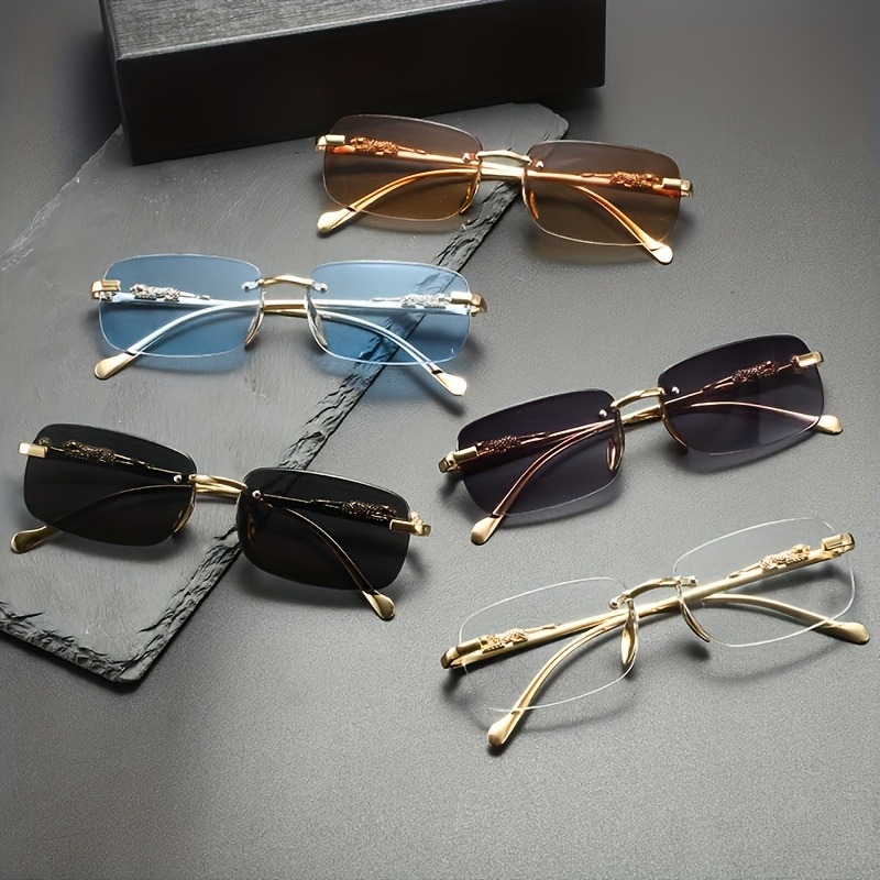 Men'S Fashion Rimless Glasses - ファッションリムレスメタルサングラス男性女性人気サングラス男性女性クラシックスモールスクエア夏旅行用シェード