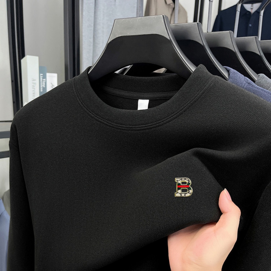 Fashion Mens Shirt - 柔らかなコットン素材の高級ブランドメンズ長袖ラウンドネックTシャツ、秋のファッション、刺繍入りルーズフィット韓国風スウェットシャツ、カジュアルトップス