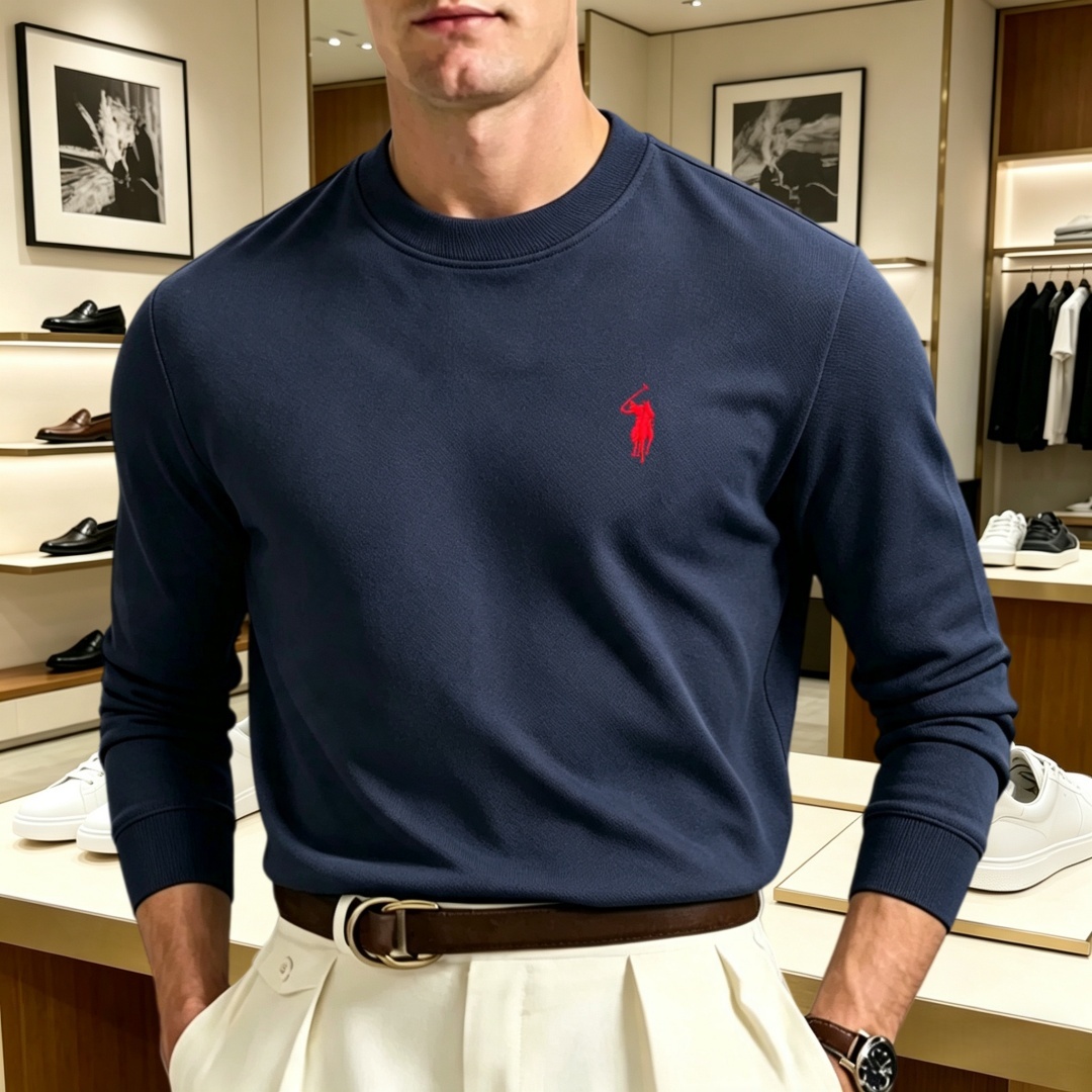 Fashion Mens Shirt - 柔らかなコットン素材の高級ブランドメンズ長袖ラウンドネックTシャツ、秋のファッション、刺繍入りルーズフィット韓国風スウェットシャツ、カジュアルトップス