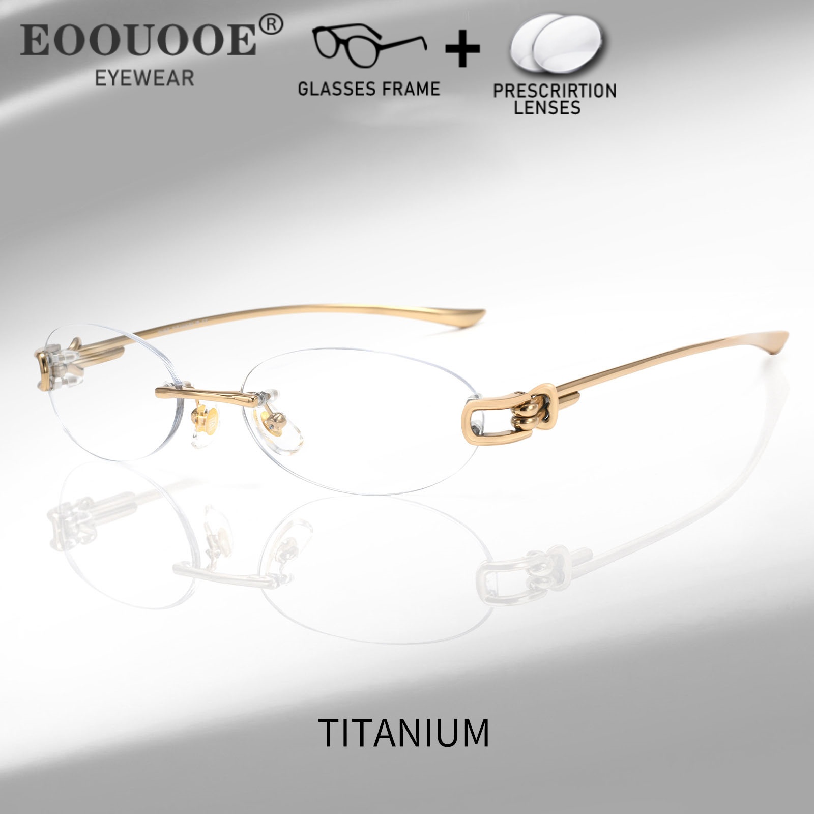 Men'S Fashion Rimless Glasses - 新しいデザインのファッション男性女性リムレスメガネ楕円スクリューロッドアセンブリ処方眼鏡近視 MR-8 超タフレンズ