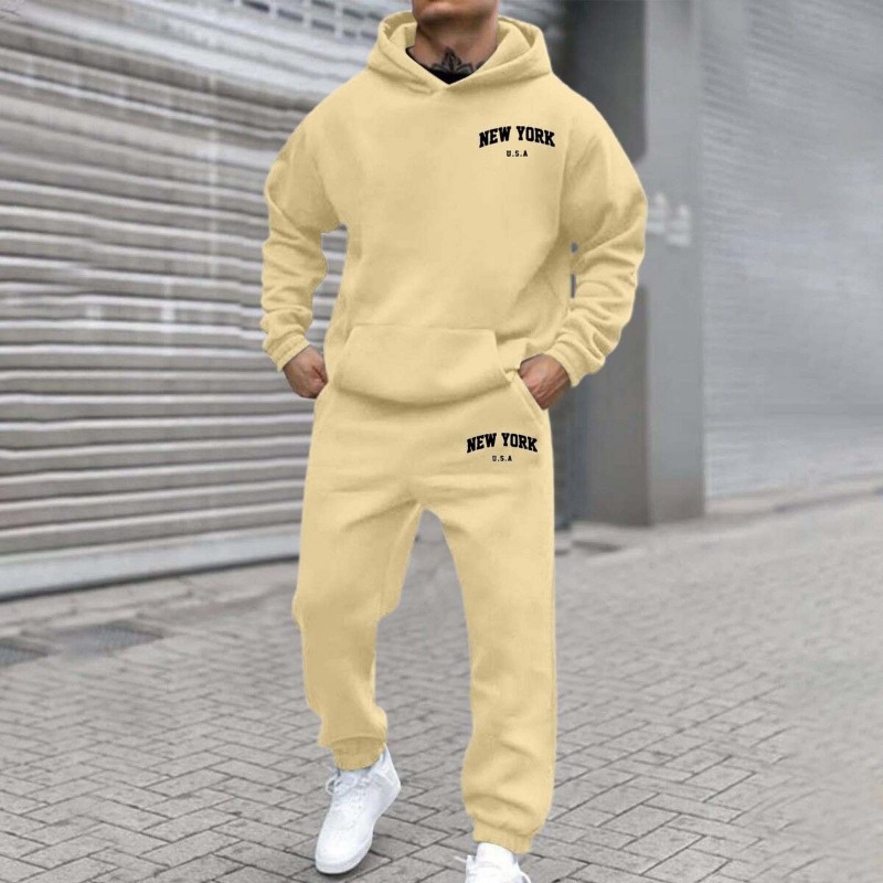 アメリカ、ニューヨークシティのプリントが施されたメンズ用スウ - Men'S Fashion Loose Pants のレビューと価格