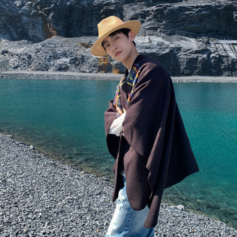 メンズケープ砂漠旅行エスニックスタイルスカーフショール旅行写 - Mens Fashion Poncho のレビューと価格