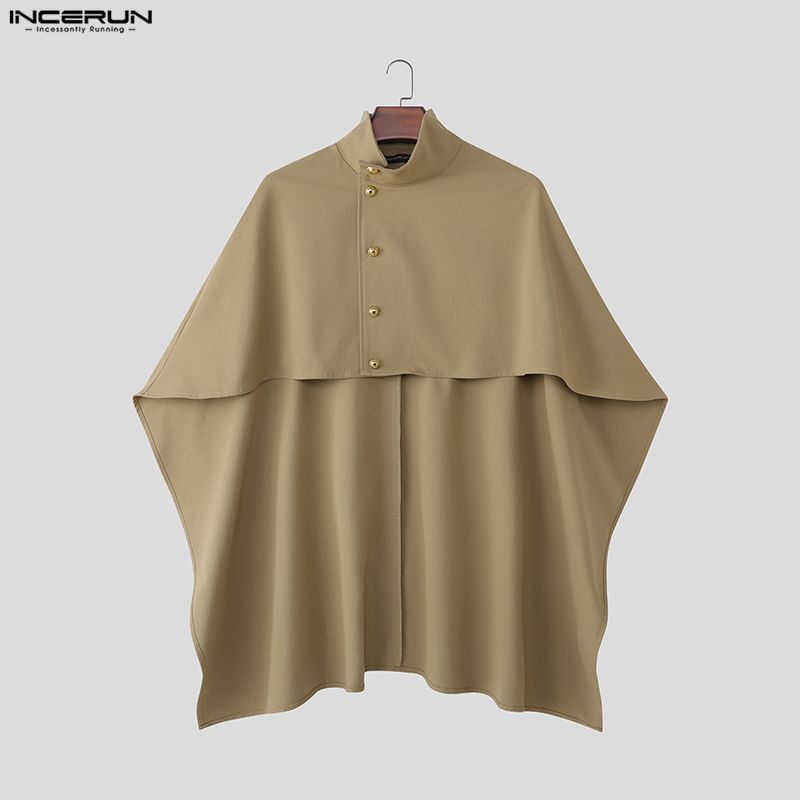 INCERUN メンズ トレンチコート、無地、スタンドカラー - Mens Fashion Poncho のレビューと価格