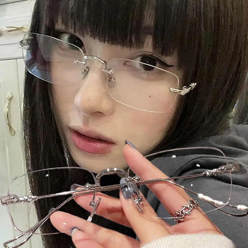 透明な長方形リムレス眼鏡ブルーライト遮断メガネファッションフ - Men'S Fashion Rimless Glasses のレビューと価格
