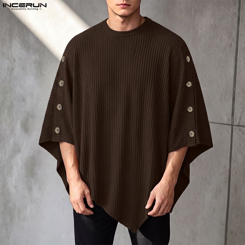 INCERUN メンズ 不規則なデザインのプルオーバー、Oネ - Mens Fashion Poncho のレビューと価格