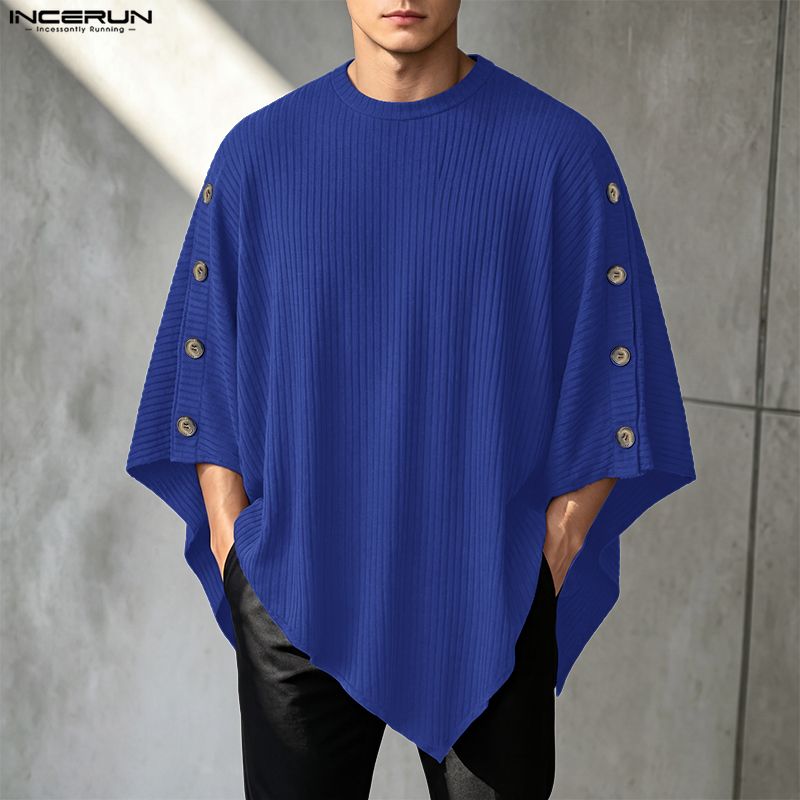 INCERUN メンズ 不規則なデザインのプルオーバー、Oネ - Mens Fashion Poncho のレビューと価格