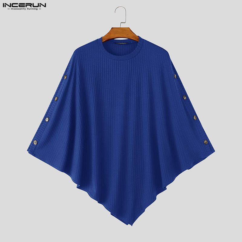 INCERUN メンズ 不規則なデザインのプルオーバー、Oネ - Mens Fashion Poncho のレビューと価格