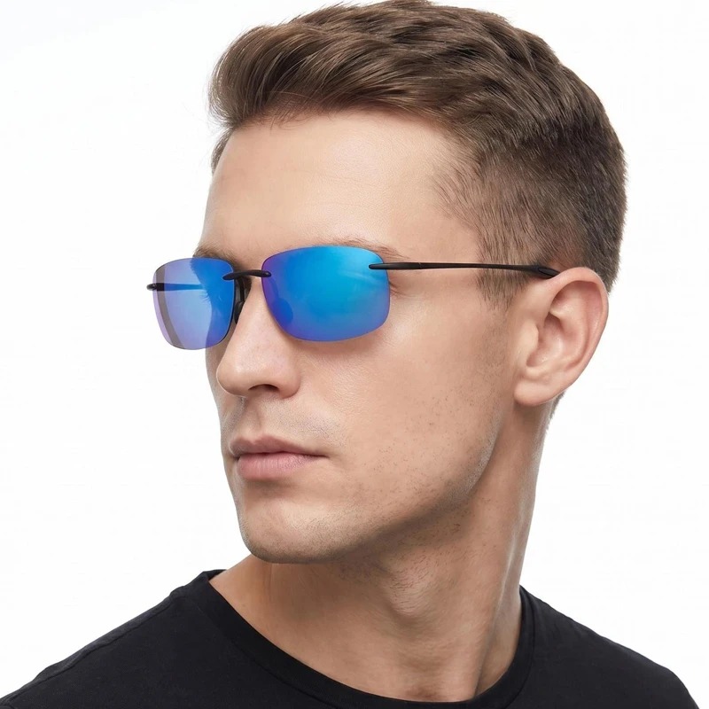 新製品TR90偏光サングラス 男女兼用 フレームレス ドライ - Men'S Fashion Glasses のレビューと価格