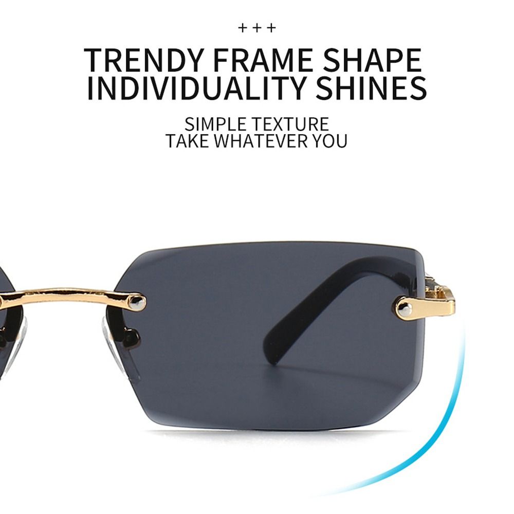 ファッションUV400保護リムレス長方形サングラス Y2Kシ - Men'S Fashion Rimless Glasses のレビューと価格