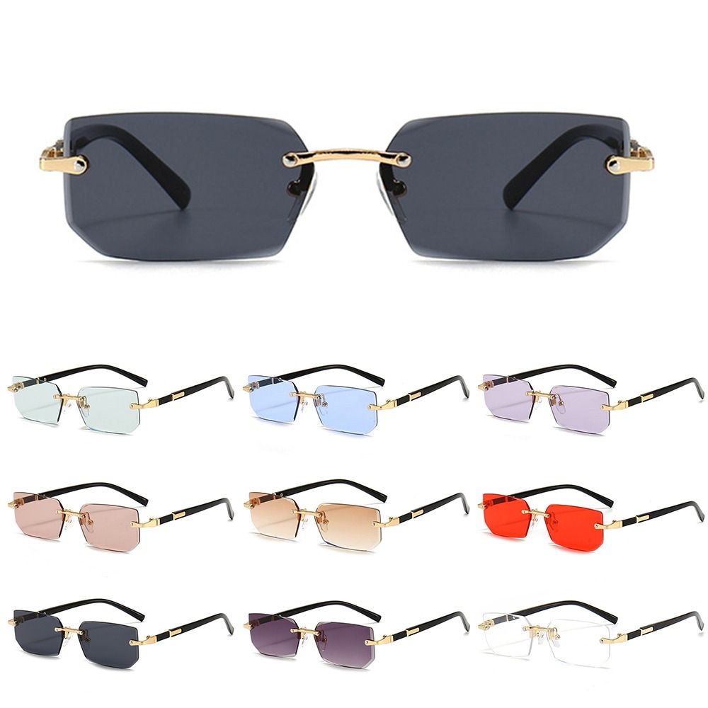 ファッションUV400保護リムレス長方形サングラス Y2Kシ - Men'S Fashion Rimless Glasses のレビューと価格