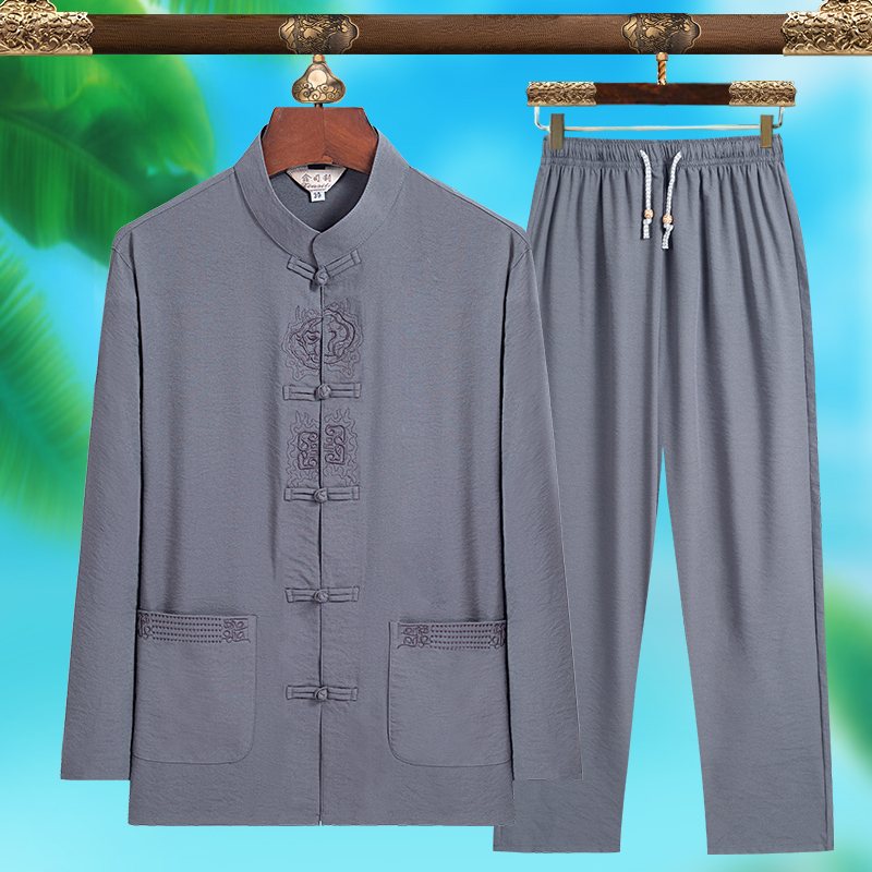 高品質メンズファッショナブルな唐服、純シルク軽量長袖セット、 - Mens Fashion Suits のレビューと価格
