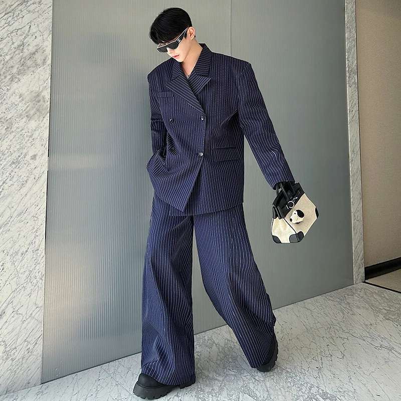 LUZHEN エレガントなストライプ柄のブレザーコート、ゆっ - Men'S Fashion Loose Pants のレビューと価格