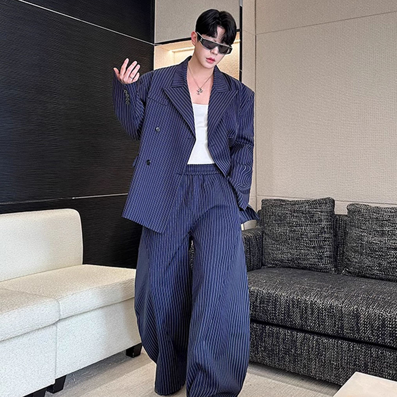 LUZHEN エレガントなストライプ柄のブレザーコート、ゆっ - Men'S Fashion Loose Pants のレビューと価格