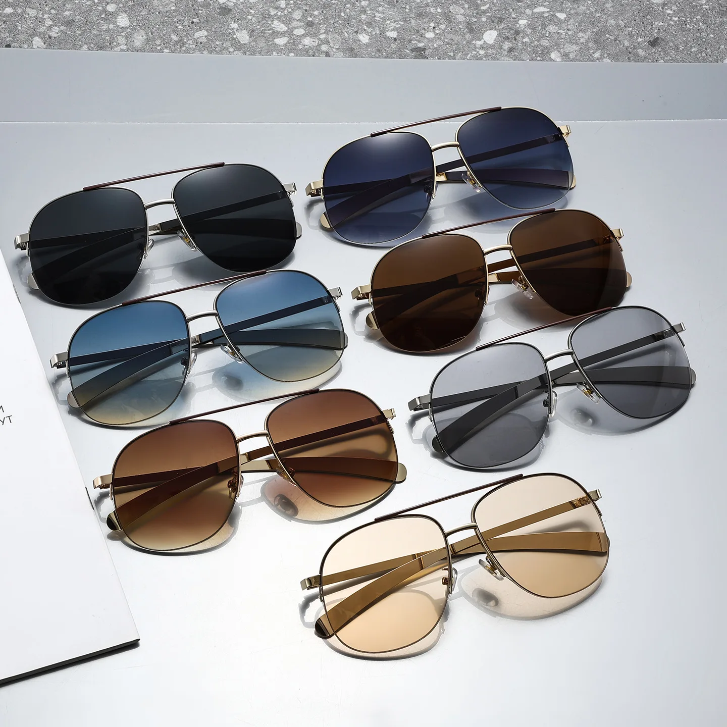 ユニセックス、オーバーサイズのパイロット型サングラス。高品質 - Men'S Fashion Glasses のレビューと価格
