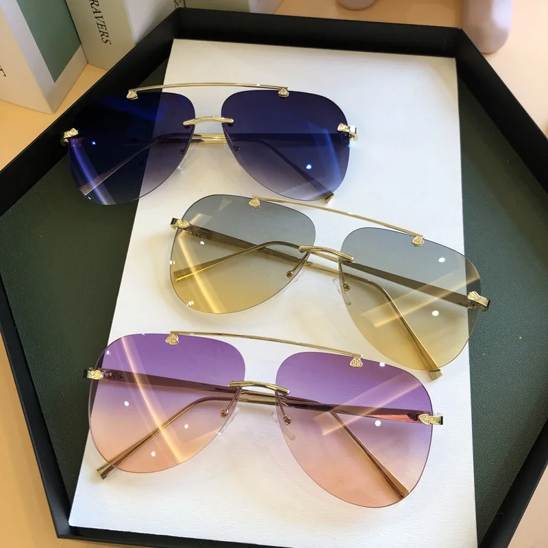 ヴィンテージリムレス合金航空パイロットサングラス男性用ブラン - Men'S Fashion Rimless Glasses のレビューと価格