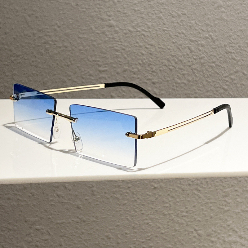 ファッショナブルなリムレス長方形サングラス、人気の男女兼用サ - Men'S Fashion Rimless Glasses のレビューと価格