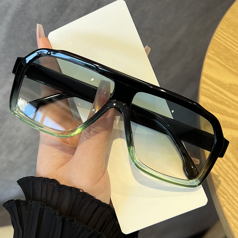 オーバーサイズスクエア型アンチライトメガネ 男女兼用 厚フレ - Men'S Fashion Glasses のレビューと価格