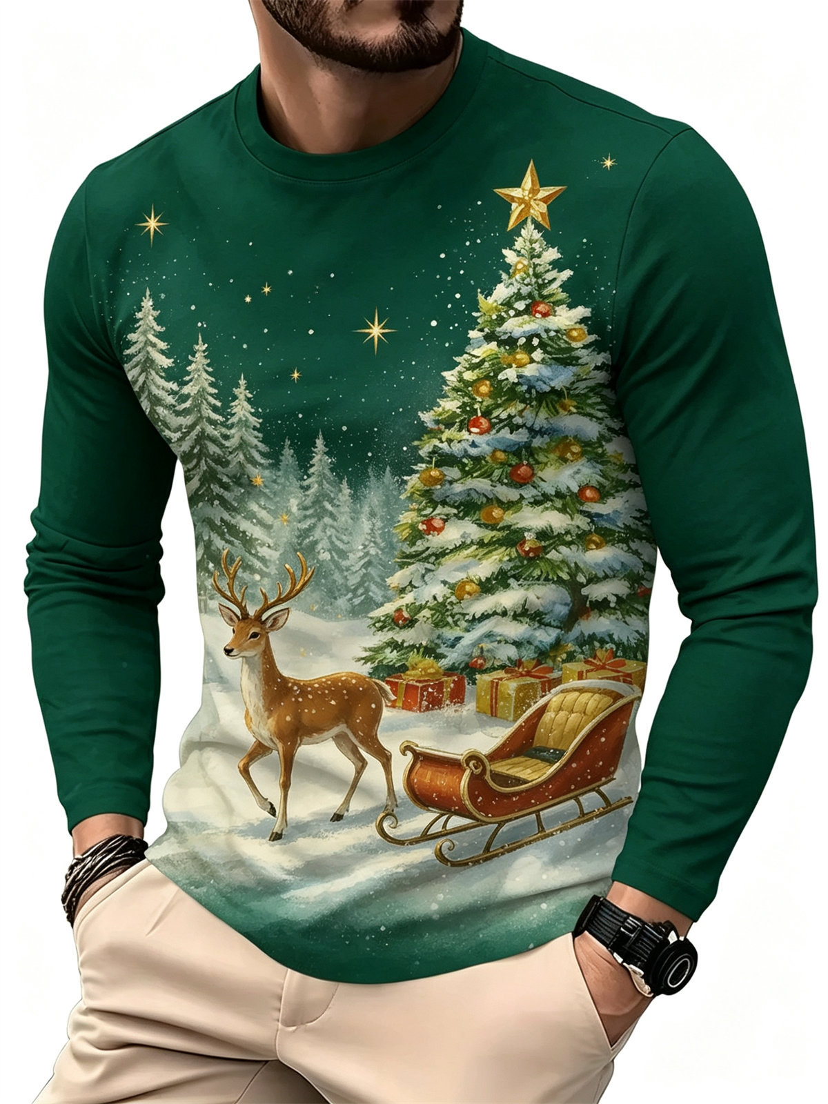 メンズ カジュアル ファッション 長袖Tシャツ グラデーショ - Fashion Mens Shirt のレビューと価格