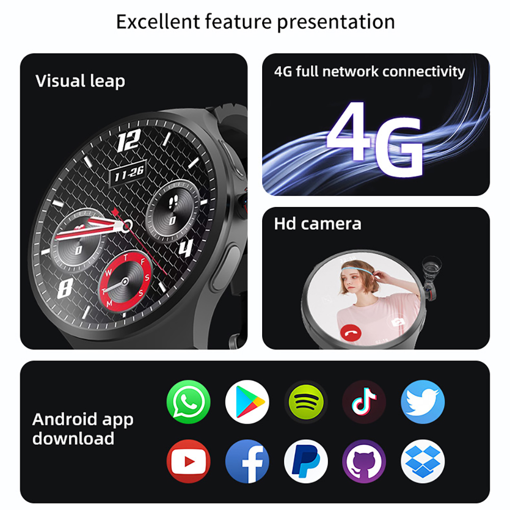 新型4Gビデオ通話対応スマートウォッチ、男女兼用、Bluet - Men'S Fashion App のレビューと価格
