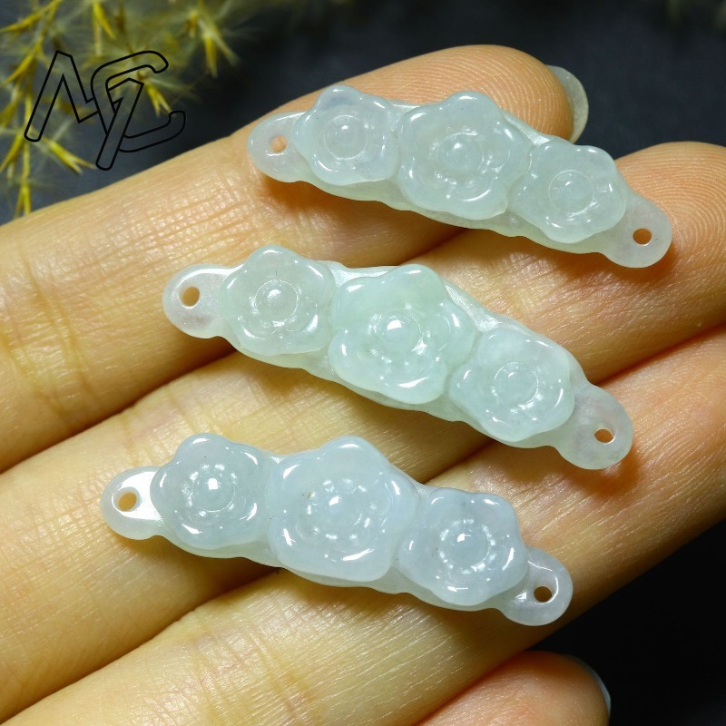 1pc 天然翡翠エメラルドフラワーハンドカード DIY アク - Men'S Fashion Accessories のレビューと価格
