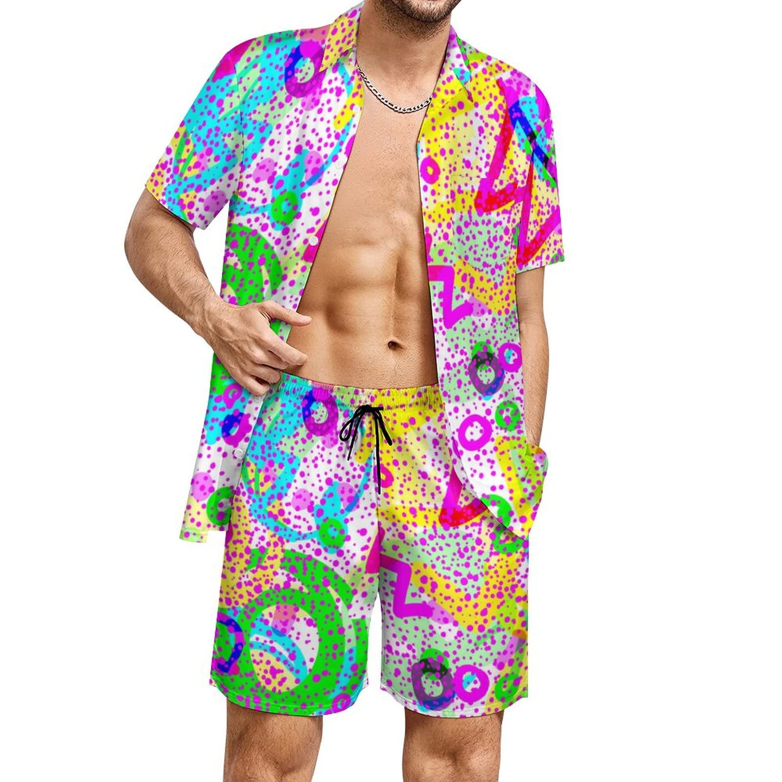 夏用不規則幾何学模様3Dプリントメンズシャツセットファッショ - Men'S Fashion Essentials のレビューと価格
