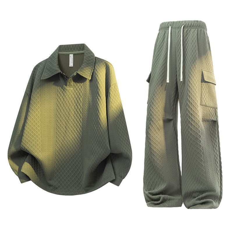 ユニセックスジャカードチェック柄ポロシャツセット ルーズカー - Men'S Fashion Loose Pants のレビューと価格