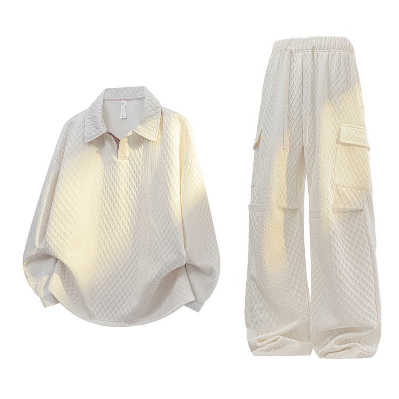 ユニセックスジャカードチェック柄ポロシャツセット ルーズカー - Men'S Fashion Loose Pants のレビューと価格