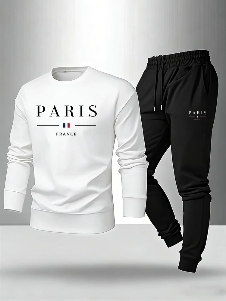 パリプリントメンズセットプルオーバー＆スウェットパンツ秋カジ - Paris Fashion Men のレビューと価格