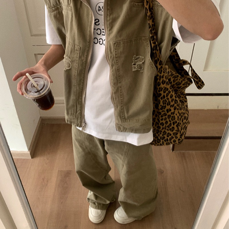 アメリカのファッションブランドレトロデニムジャケットメンズ夏 - Men'S Fashion Loose Pants のレビューと価格