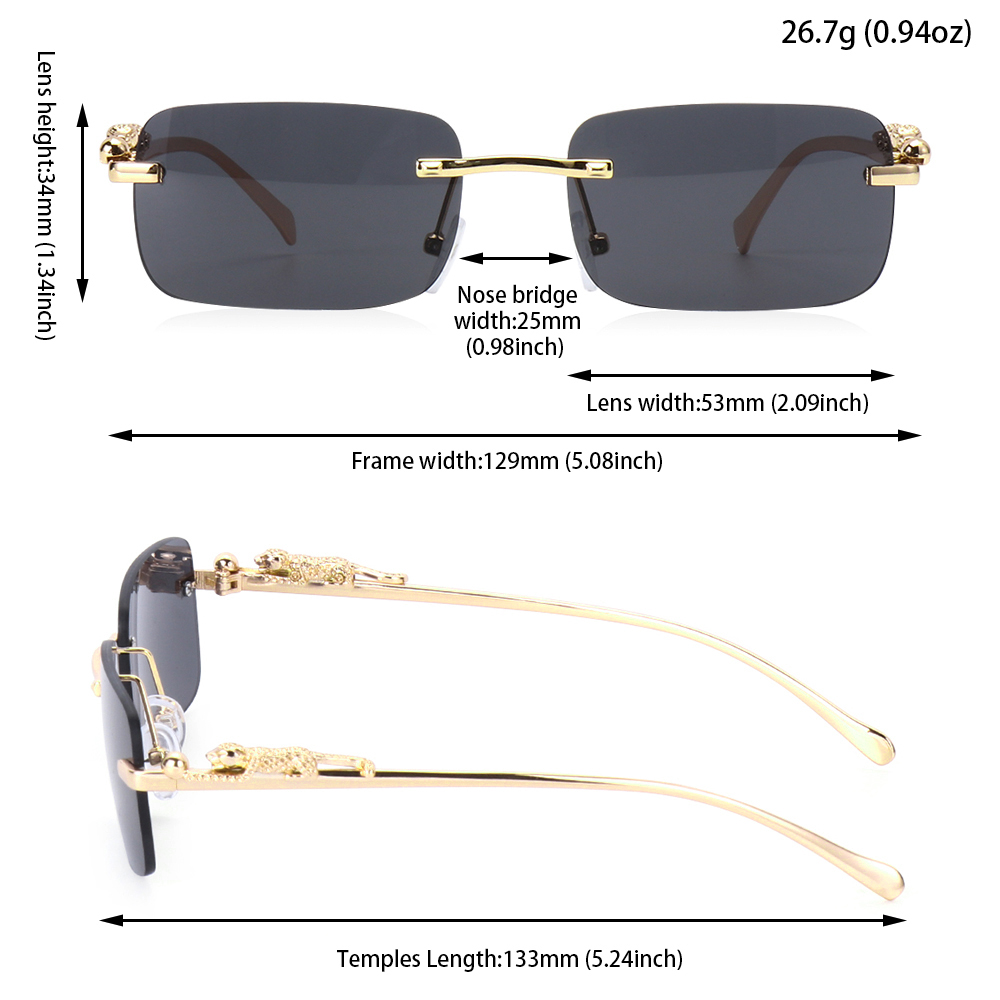 エッジのないレトロな長方形のサングラス,女性と男性のための夏 - Men'S Fashion Rimless Glasses のレビューと価格