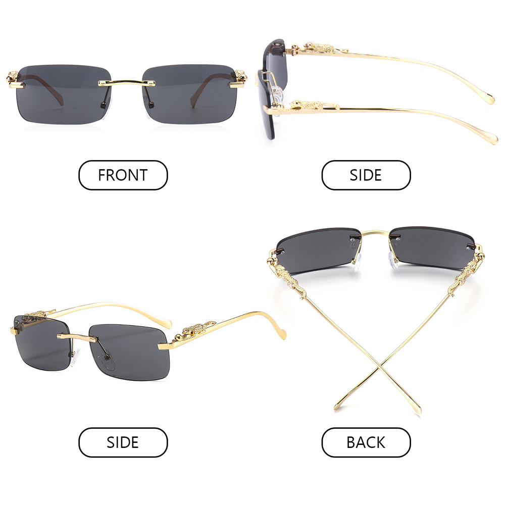 エッジのないレトロな長方形のサングラス,女性と男性のための夏 - Men'S Fashion Rimless Glasses のレビューと価格