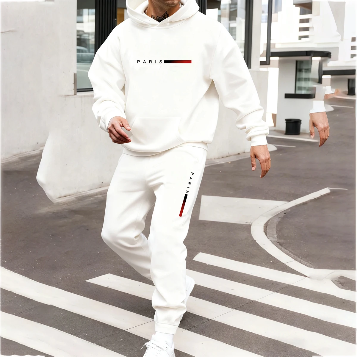 ユニセックス パリ レタープリント パーカー＆ドローストリン - Paris Fashion Men のレビューと価格