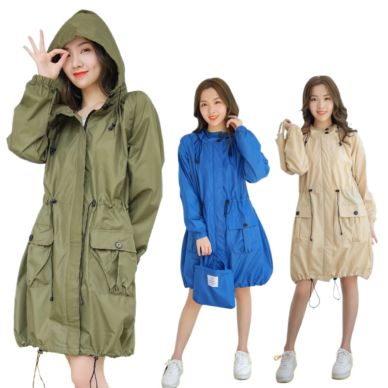 軽量防水レインコート レディース ロング丈 フード付きジャケ - Mens Fashion Poncho のレビューと価格