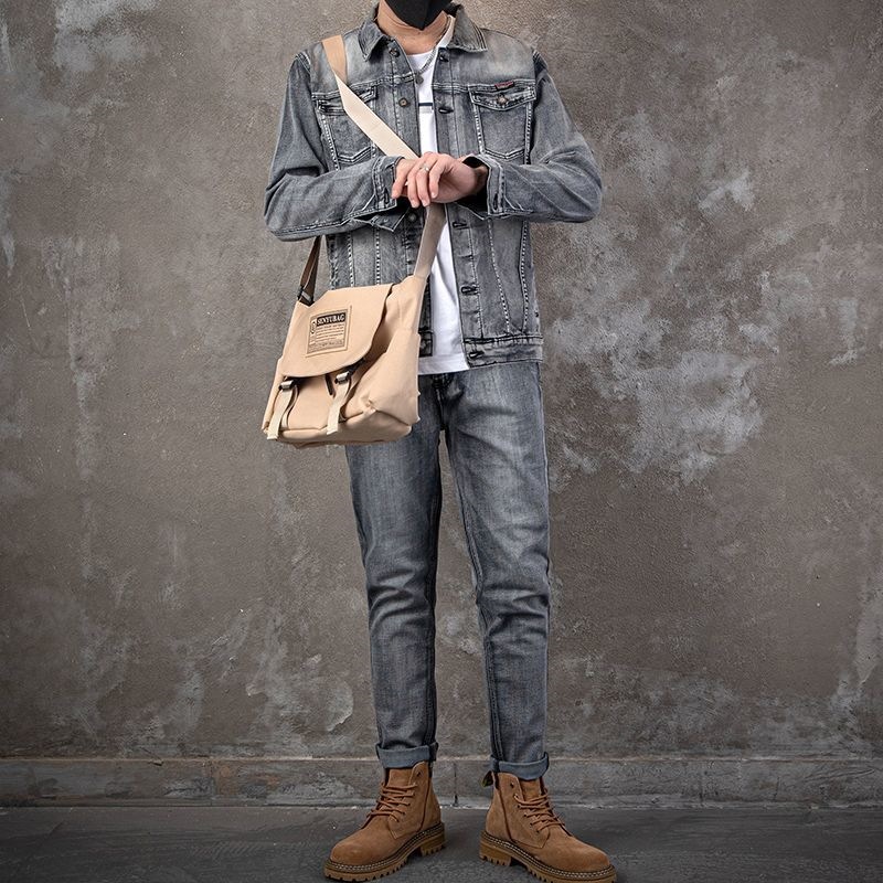 2026年ファッションカジュアルメンズデニムジャケットセット - Men'S Fashion Loose Pants のレビューと価格