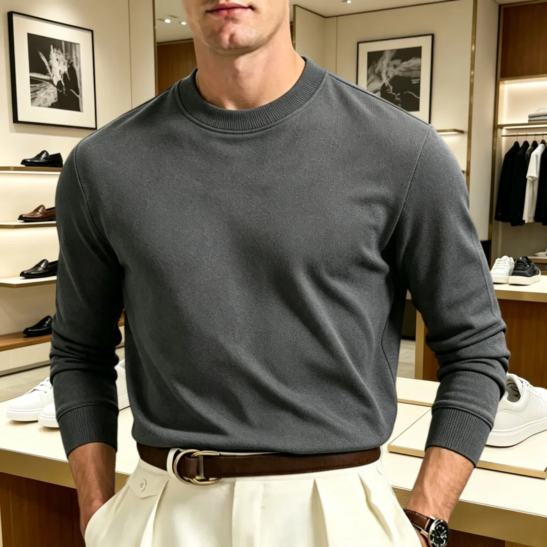 柔らかいコットン素材を使用した、高級ブランドのメンズ長袖ラウ - Fashion Mens Shirt のレビューと価格