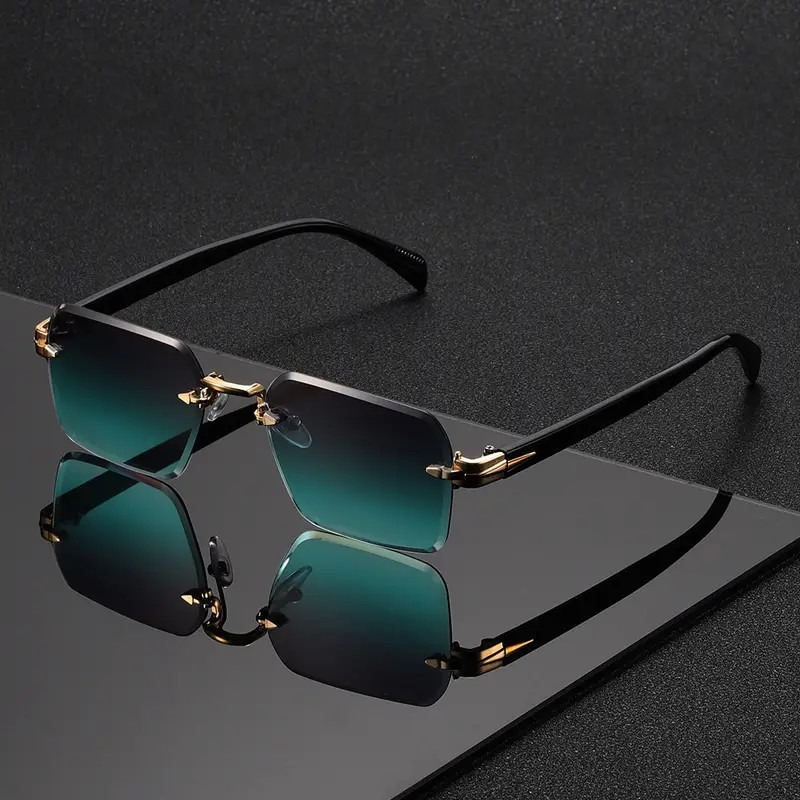 リムレスサングラス長方形ファッション人気女性男性シェード小さ - Men'S Fashion Rimless Glasses のレビューと価格