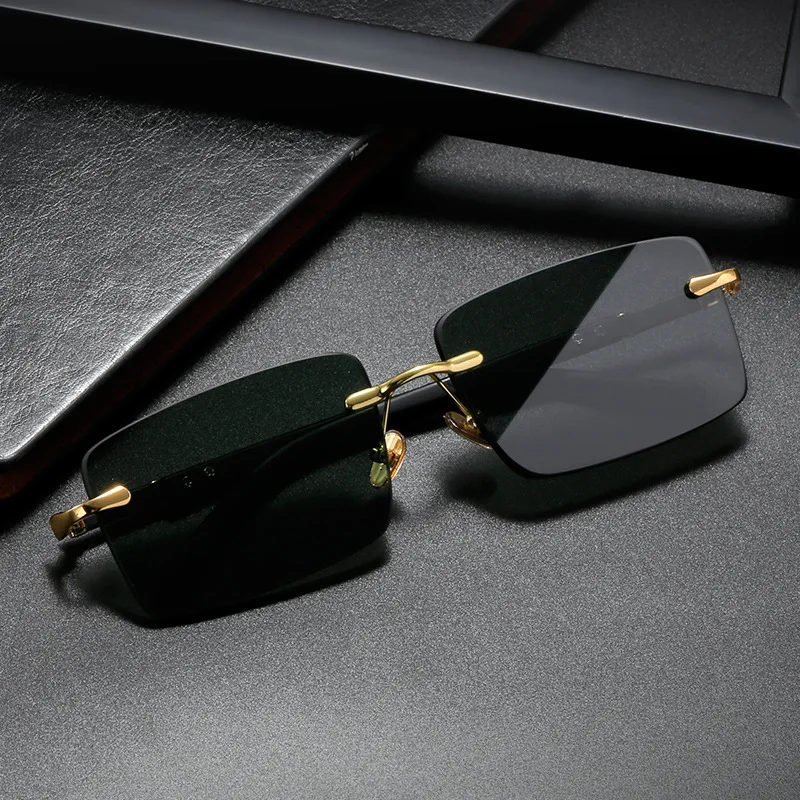 ファッション長方形サングラス男性女性ブルーライト遮断目の保護 - Men'S Fashion Rimless Glasses のレビューと価格