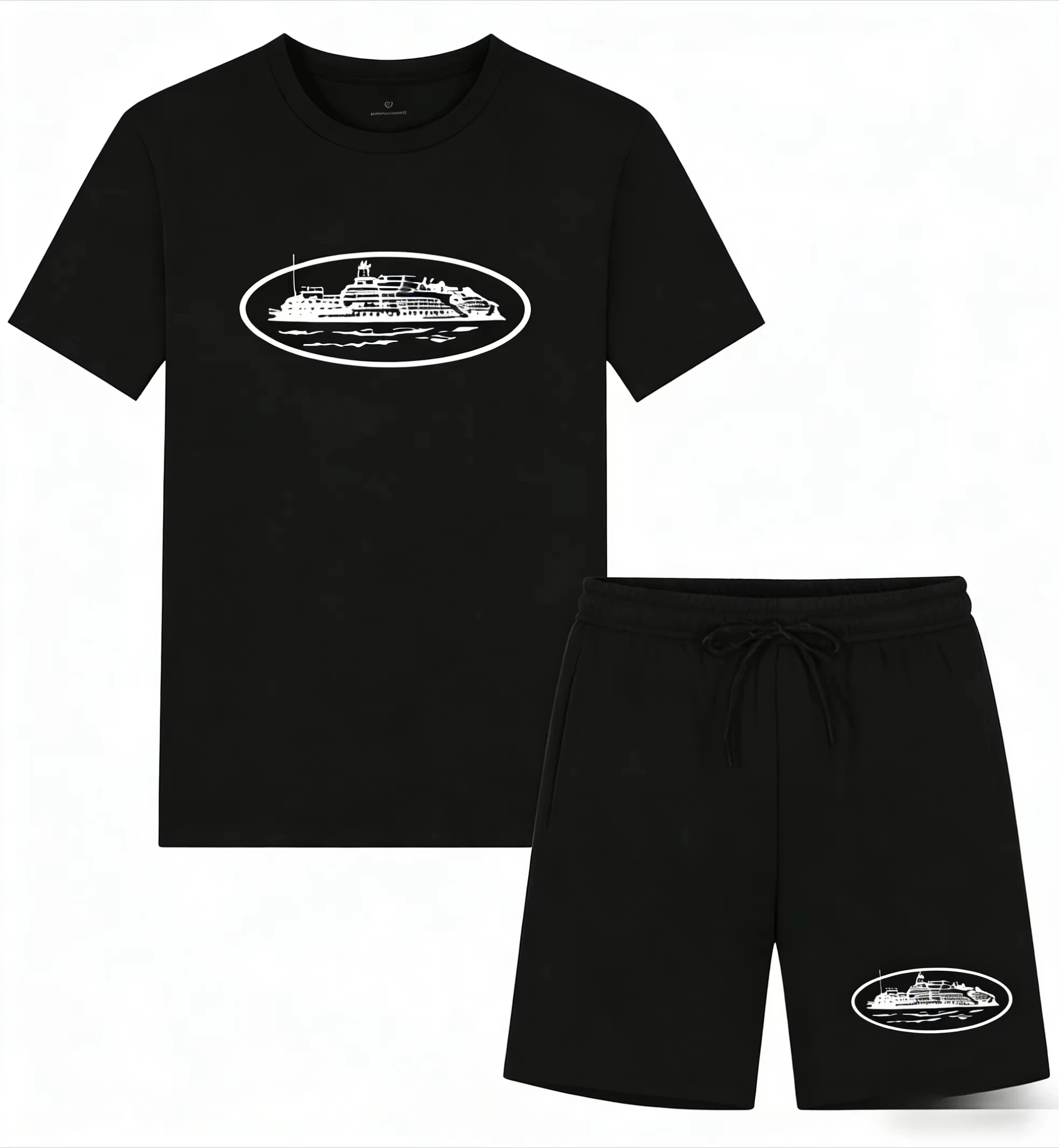 2026年夏新作 小型ボートプリント ツーピースTシャツ＆シ - Men'S Fashion Essentials のレビューと価格