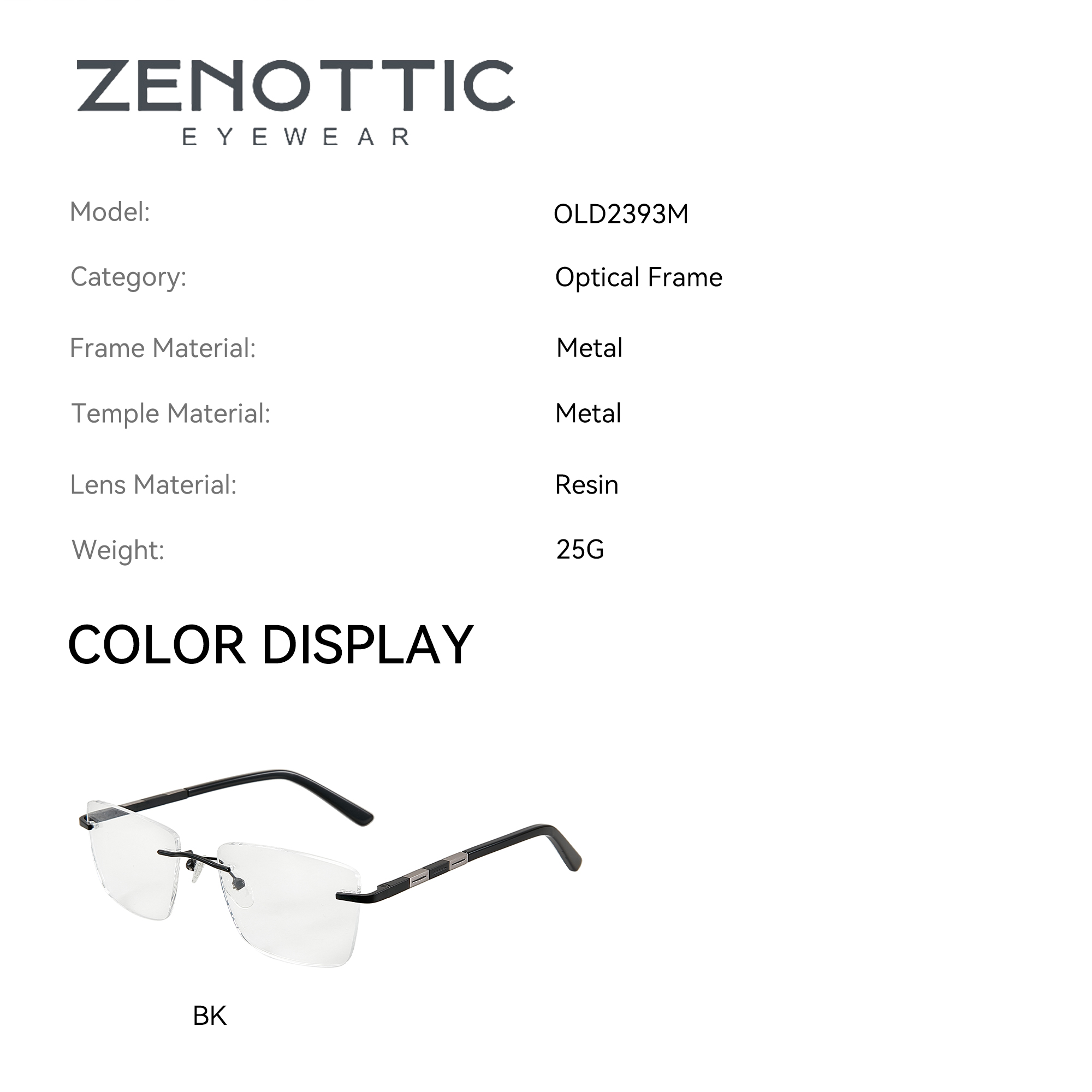 ZENOTTIC M サイズファッション長方形処方眼鏡男性用 - Men'S Fashion Rimless Glasses のレビューと価格