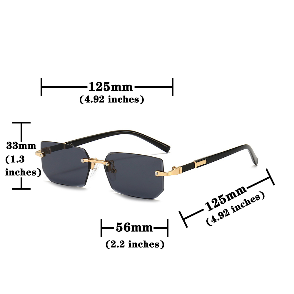 リムレス長方形サングラス ファッション レディース メンズ  - Men'S Fashion Glasses のレビューと価格