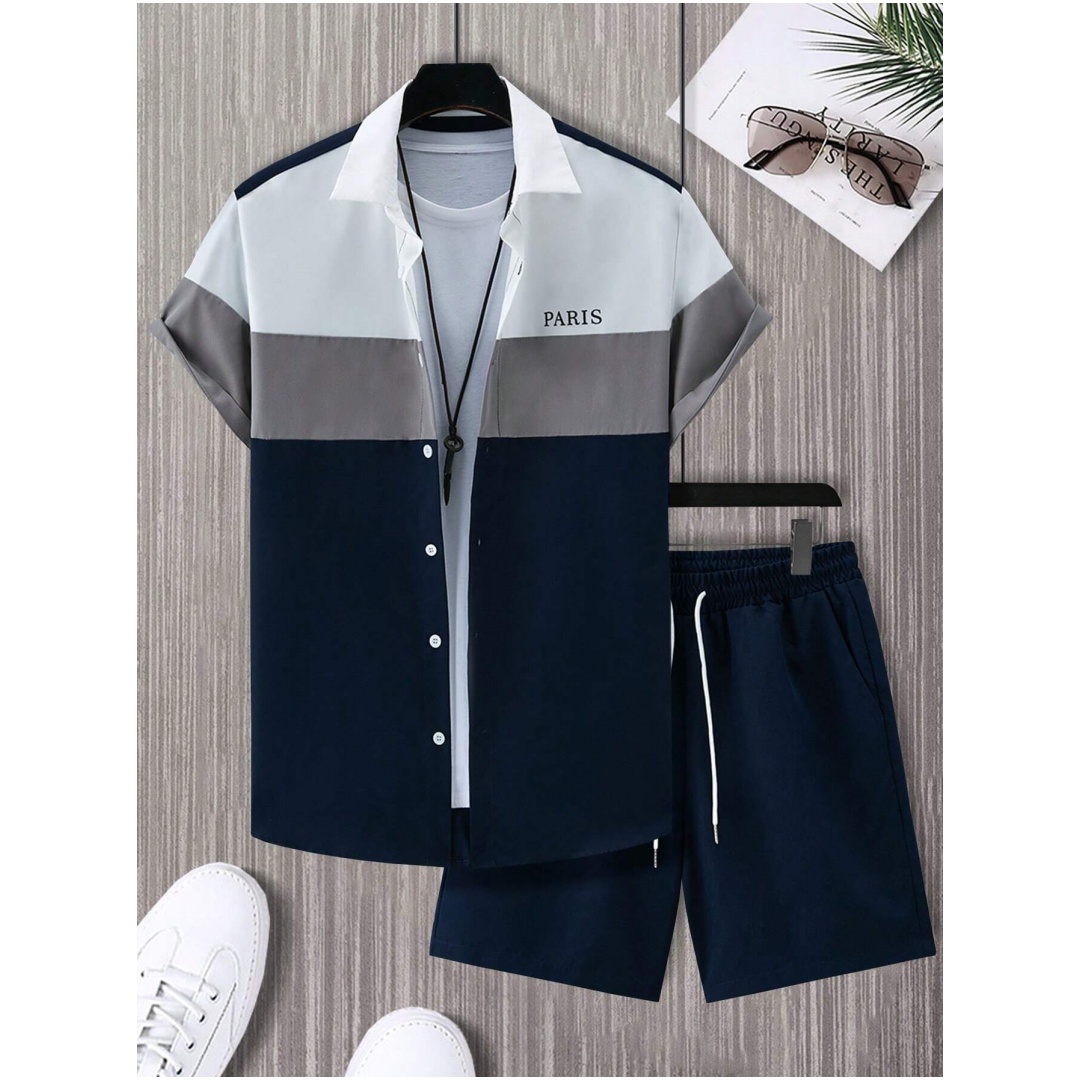 メンズファッションスーツ 青と白のパッチワークカラー シング - Men'S Fashion Essentials のレビューと価格
