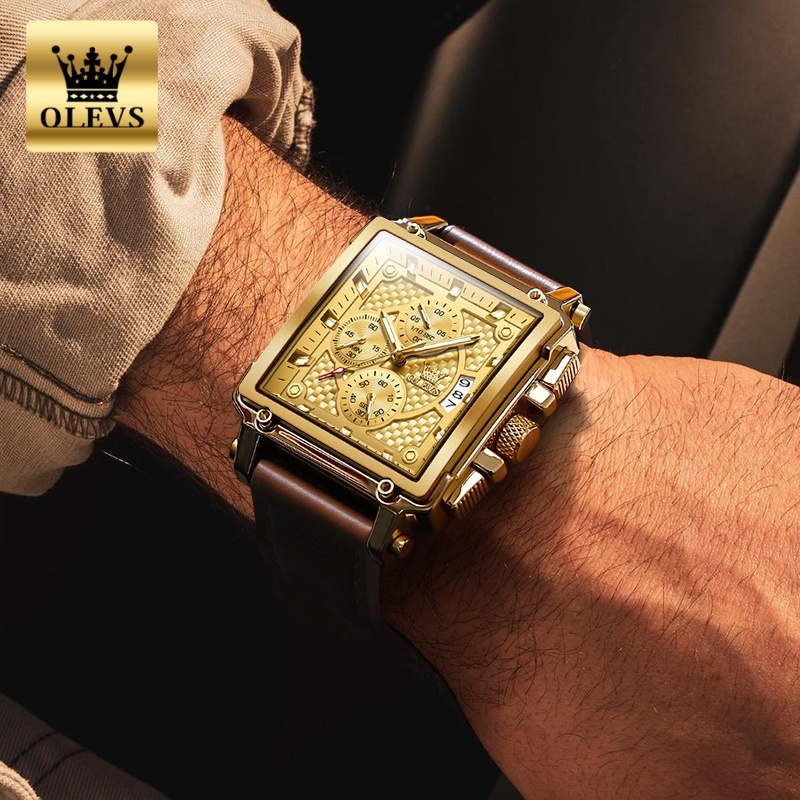 OLEVSブランド メンズ腕時計 防水 レザーストラップ ク - Men'S Fashion Luxury Brands のレビューと価格