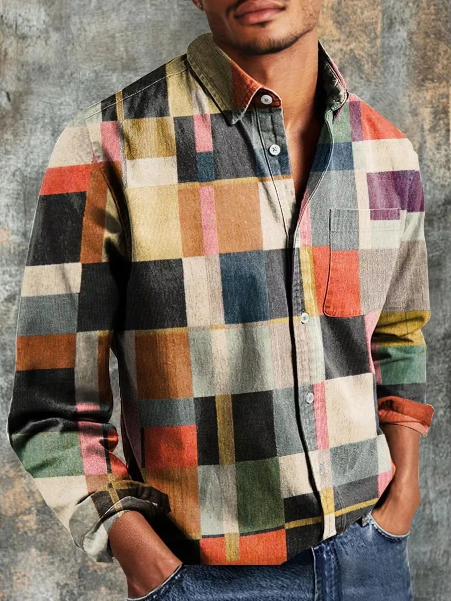 メンズファッション カジュアルファッション パッチワークデザ - Fashion Mens Shirt のレビューと価格